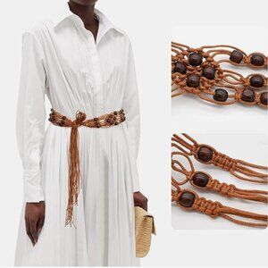 Boho Braided Wax Rope Belt – Adjustable Handmade Woven Waist Belt